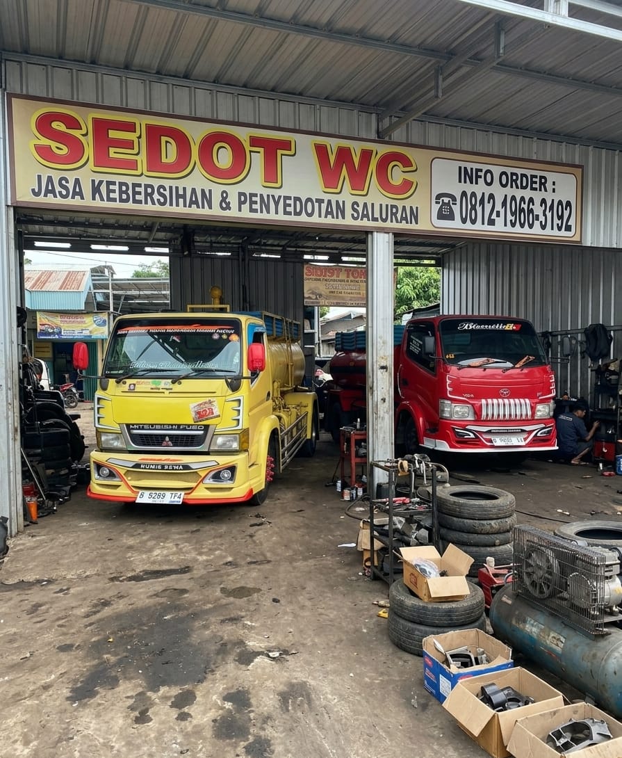 Foto truk sedot WC Cikupa untuk layanan septic tank